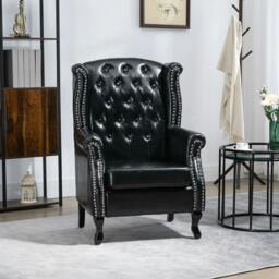 Rackhams Wingback Accent Chair Tufted Chesterfield-style Armchair with Nail Head Trim for Living Room Bedroom Black - thumbnail 2