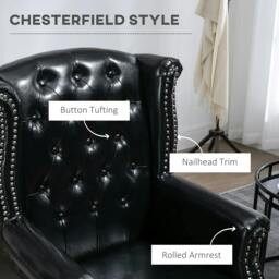 Rackhams Wingback Accent Chair Tufted Chesterfield-style Armchair with Nail Head Trim for Living Room Bedroom Black - thumbnail 5
