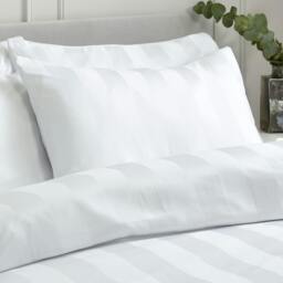 Rackhams So Soft Satin Stripe Duvet Cover Set White - King - White - thumbnail 2