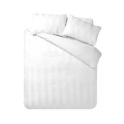 Rackhams So Soft Satin Stripe Duvet Cover Set White - King - White - thumbnail 4