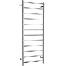 Rackhams Polished Stainless Steel Electric Heated Towel Warmer (W)500mm x (H)1212mm Wall Mounted Kitchen Bathroom Clothes Hanger - thumbnail 1