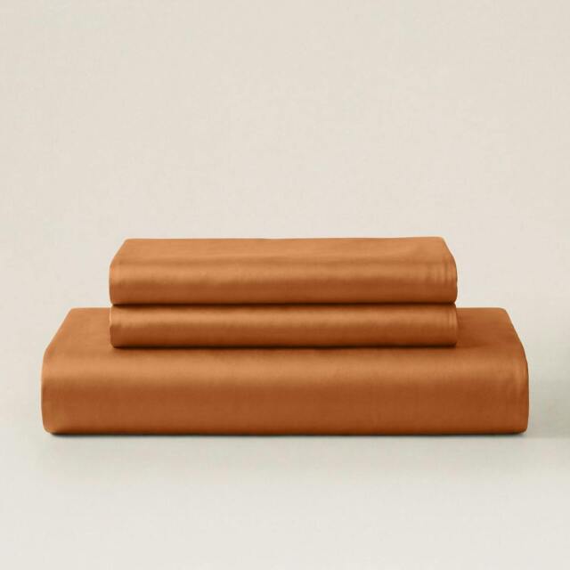 Rackhams Sateen Duvet Cover Set - Terracotta - King - Standard - image 1