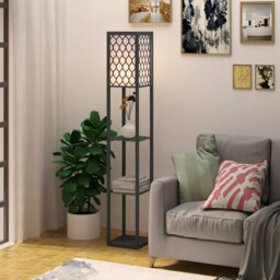 Rackhams Modern Floor Lamp with 4-tier Open Shelves Storage Display - thumbnail 3