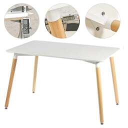 Rackhams Halo Dining Table for 4 or 6 Seating - Single White Table, Modern Design - Wood - Black - 120 - thumbnail 4