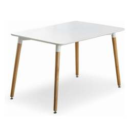 Rackhams Halo Dining Table for 4 or 6 Seating - Single White Table, Modern Design - Wood - Black - 120 - thumbnail 2
