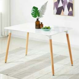 Rackhams Halo Dining Table for 4 or 6 Seating - Single White Table, Modern Design - Wood - Black - 120 - thumbnail 3