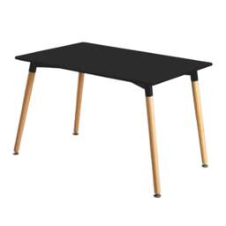 Rackhams Halo Dining Table for 4 or 6 Seating - Single White Table, Modern Design - Wood - Black - 120 - thumbnail 1