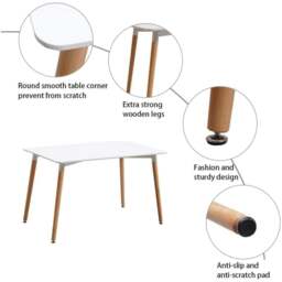 Rackhams Halo Dining Table for 4 or 6 Seating - Single White Table, Modern Design - Wood - Black - 120 - thumbnail 5