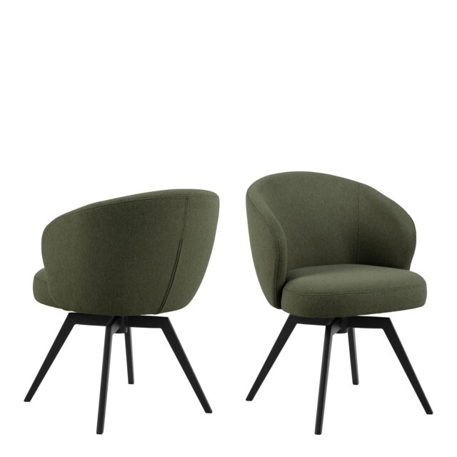 Rackhams Darlene Dining Chair with Armrest and Swivel Function in Green - 1 - image 1