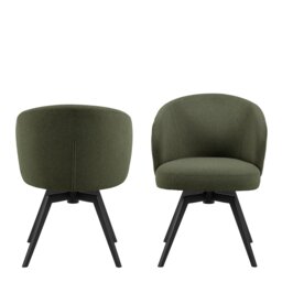 Rackhams Darlene Dining Chair with Armrest and Swivel Function in Green - 1 - thumbnail 2
