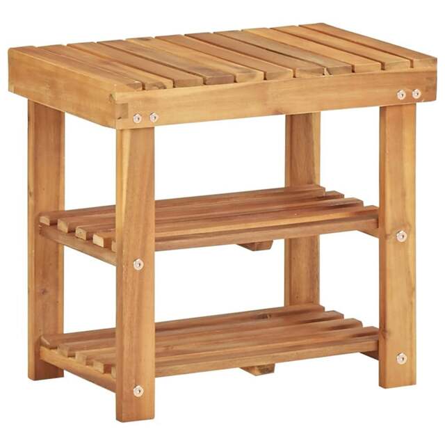 Rackhams Shoe Rack 50x32x45 cm Solid Acacia Wood