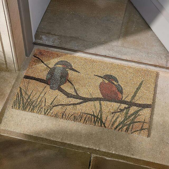 Rackhams Doormat, Rubber-Backed, Kingfisher Bird Design