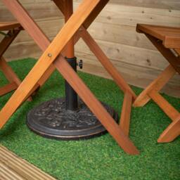 Rackhams Outdoor 2 Person Folding Wooden Garden Dining Table Chairs Cream Parasol and Base Set - Outdoor Furniture Sets - thumbnail 4