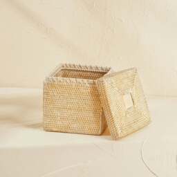 Rackhams Square Rattan Tissue Cover - Wicker Tissue Boxes - Honey Brown - thumbnail 6