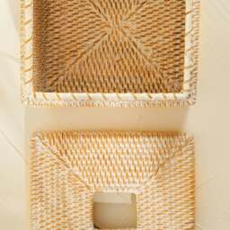 Rackhams Square Rattan Tissue Cover - Wicker Tissue Boxes - Honey Brown - thumbnail 5