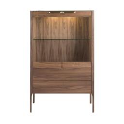 Rackhams Walnut High Sideboard With Imitation Marble Glass Top and Interior Lighting 3075 - thumbnail 2