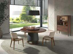 Rackhams Walnut High Sideboard With Imitation Marble Glass Top and Interior Lighting 3075 - thumbnail 4