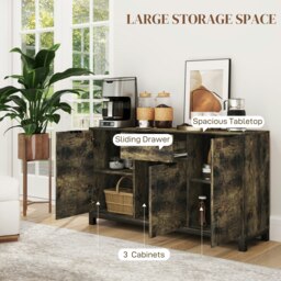 Rackhams Sideboard, Industrial Storage Cabinet for Living Room, Rustic Brown - Rustic Brown - thumbnail 3