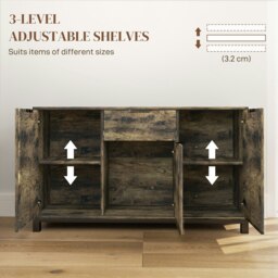 Rackhams Sideboard, Industrial Storage Cabinet for Living Room, Rustic Brown - Rustic Brown - thumbnail 4