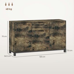 Rackhams Sideboard, Industrial Storage Cabinet for Living Room, Rustic Brown - Rustic Brown - thumbnail 5
