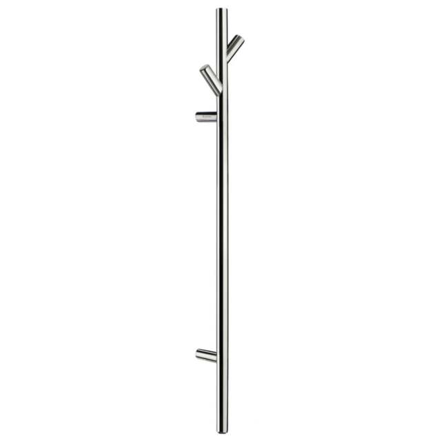Rackhams Polished Stainless Steel Electric Heated Tree Towel Hook Warmer (W)80mm x (H)900mm Wall Mounted Bathroom Robe Hanger Peg