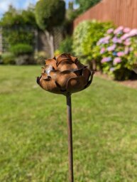 Rackhams Metal Peony Flower Stake Garden Ornament - thumbnail 2