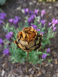 Rackhams Metal Peony Flower Stake Garden Ornament
