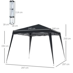 Rackhams Garden Pop up Gazebo Tent Party Water-resistant 2.5 x 2.5M Black - thumbnail 6