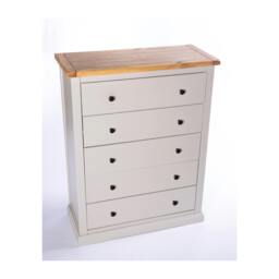 Rackhams Loreo 5 Drawer Chest of Drawers Brass Knob - Light Grey - thumbnail 3