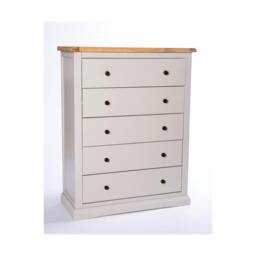 Rackhams Loreo 5 Drawer Chest of Drawers Brass Knob - Light Grey - thumbnail 2