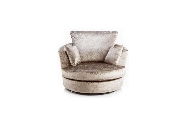 Rackhams Dylan Crushed Velvet Fabric Swivel Chair Armchair in Mink - Mink