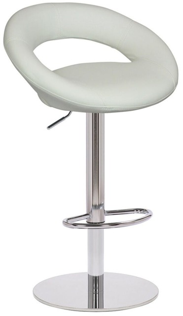 Rackhams Sorrento Deluxe Kitchen Bar Stool, Chrome Stem, Height Adjustable Swivel Gas Lift, Home & Breakfast Faux-Leather Barstool, White - image 1