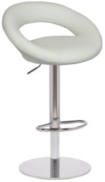 Rackhams Sorrento Deluxe Kitchen Bar Stool, Chrome Stem, Height Adjustable Swivel Gas Lift, Home & Breakfast Faux-Leather Barstool, White - thumbnail 1