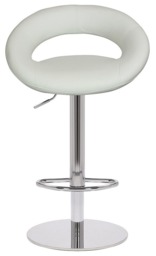 Rackhams Sorrento Deluxe Kitchen Bar Stool, Chrome Stem, Height Adjustable Swivel Gas Lift, Home & Breakfast Faux-Leather Barstool, White - thumbnail 2