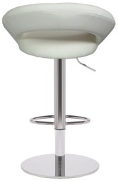 Rackhams Sorrento Deluxe Kitchen Bar Stool, Chrome Stem, Height Adjustable Swivel Gas Lift, Home & Breakfast Faux-Leather Barstool, White - thumbnail 4