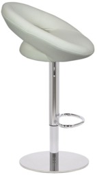Rackhams Sorrento Deluxe Kitchen Bar Stool, Chrome Stem, Height Adjustable Swivel Gas Lift, Home & Breakfast Faux-Leather Barstool, White - thumbnail 3