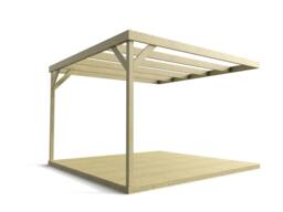 Rackhams Wall-mounted Box Pergola and Decking Kit - Natural (Light Green) - 3.6m x 3.6m - thumbnail 5