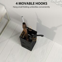 Rackhams Decorative Umbrella Holder w/ Drip Tray 4 Hooks for Entryway Black - thumbnail 4