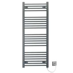 Rackhams 550mm x 1200mm Anthracite Grey Flat Electric Pre-Filled Heated Towel Rail Radiator For Bathroom Designer Standard Element - thumbnail 1