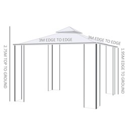 Rackhams 3 x 3(m) Garden Gazebo Double Top Gazebo Canopy w/ Mesh Cream White - thumbnail 6