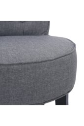 Rackhams Light Grey Modern Linen Upholstered Dressing Footstool with Black Legs - Grey - thumbnail 5