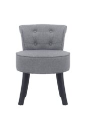 Rackhams Light Grey Modern Linen Upholstered Dressing Footstool with Black Legs - Grey - thumbnail 2