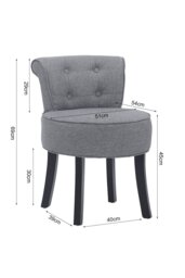 Rackhams Light Grey Modern Linen Upholstered Dressing Footstool with Black Legs - Grey - thumbnail 6