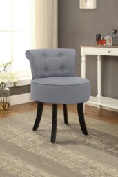 Rackhams Light Grey Modern Linen Upholstered Dressing Footstool with Black Legs - Grey - thumbnail 1