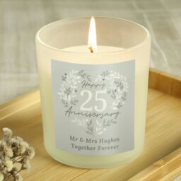 Rackhams Personalised 25th Silver Wedding Anniversary Candle Jar