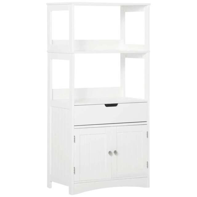Rackhams Bathroom Floor Cabinet, Free Standing Kitchen Cupboard with Shelves, Drawer and Doors, Storage Organizer for Living Room, White - image 1