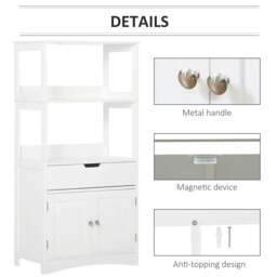 Rackhams Bathroom Floor Cabinet, Free Standing Kitchen Cupboard with Shelves, Drawer and Doors, Storage Organizer for Living Room, White - thumbnail 4