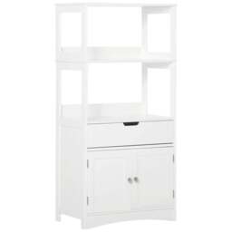 Rackhams Bathroom Floor Cabinet, Free Standing Kitchen Cupboard with Shelves, Drawer and Doors, Storage Organizer for Living Room, White - thumbnail 1