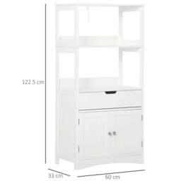 Rackhams Bathroom Floor Cabinet, Free Standing Kitchen Cupboard with Shelves, Drawer and Doors, Storage Organizer for Living Room, White - thumbnail 3
