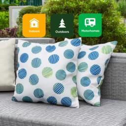 Rackhams Pair of Outdoor Scatter Cushions – Polka Dot Design - thumbnail 6